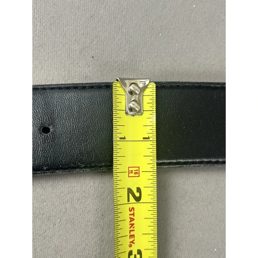 St John Black Leather Belt Women's Size Medium With Charm Gold Clasp Buckle
